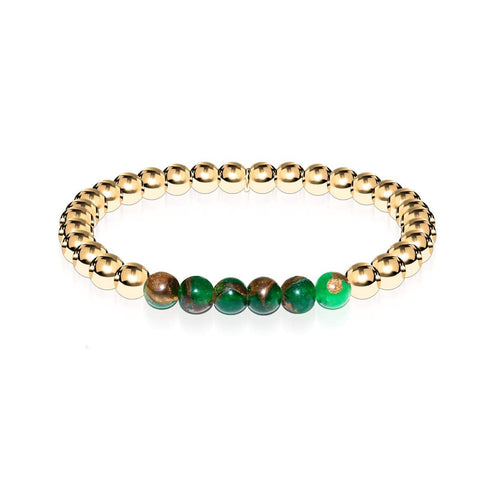 Verträumt | 18 Karat Gold | Neuer grüner Achat | Edelstein-Ausdrucksarmband